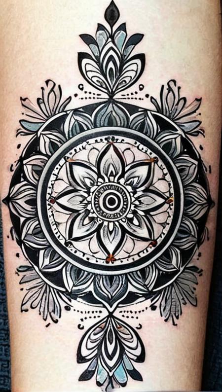 Ornemental  black grey abstract arabesques mandala tattoo