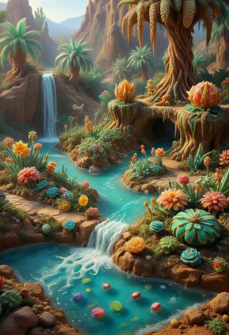 p1nk1r1sc4l3s,
made out of iridescent scales,tilt-shift photo of best quality double exposure complex surreal painting on cracked paper, macro, microworld,  hyperdetailed,   insanely detailed, surreal, tiny genie spirit creature, flying oasis landscape placed inside a cup on the table in room. waterfall, lotus flowers,temple palms desert filigree, table cinematic, big eyes 32k, by Rockwell, WLOP Ryniac, Craola, Disney, van Gogh, highly detailed, intricated, intricated pose, high quality, centered, perfect composition.,
<lora:Midjourney_-_SemiReal_Dreams_FLUX_LoRA:1>,<lora:hyper-detail-illustration:1>, Selective focus, miniature effect, blurred background, highly detailed, vibrant, perspective control