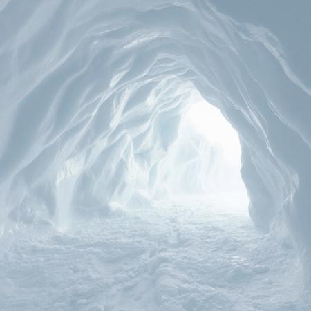 Frozen Cave, Shimmering Quiet Arctic Chill, Saturated Light, White Flurry, Dreary Cold, Bright White, Isolated