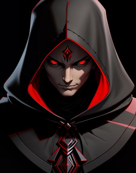 ((Masterpiece, best quality)),edgQuality,smirk,smug,
edgCultist, solo, looking at viewer, simple background, 1boy, male focus, hood, black background, portrait, hood up, realistic, dark ,wearing edgCultist_hood,ominous,dark
 <lora:edgCultistHood:1>