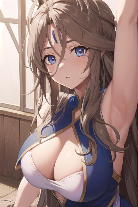 belldandy, <lora:belldandytest:1>, belldandy, long hair, blue eyes, brown hair, facial mark, forehead mark, mature female,
BREAK bikini,
BREAK looking at viewer,
BREAK indoors, pool,
BREAK <lora:GoodHands-vanilla:1>, (masterpiece:1.2), best quality, high resolution, unity 8k wallpaper, (illustration:0.8), (beautiful detailed eyes:1.6), extremely detailed face, perfect lighting, extremely detailed CG, (perfect hands, perfect anatomy),