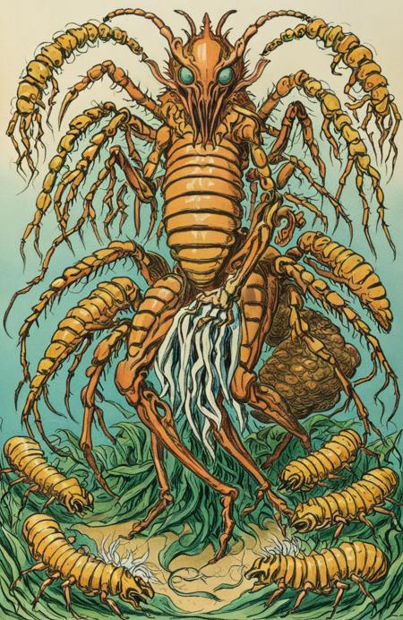 walter_crane_style_vintage_illustration__insectoid_alien_queen_grotesquely_regurgitating_partially_digested_organisms_to_a_mass_of_larvae__intricate_hive_structure__disturbingly_detaile_3289083714.png