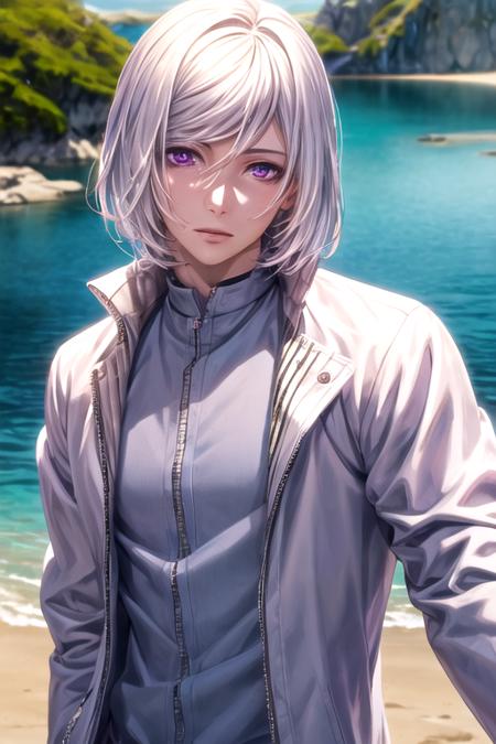 cutthroat_akudama_drive white hair purple eyes