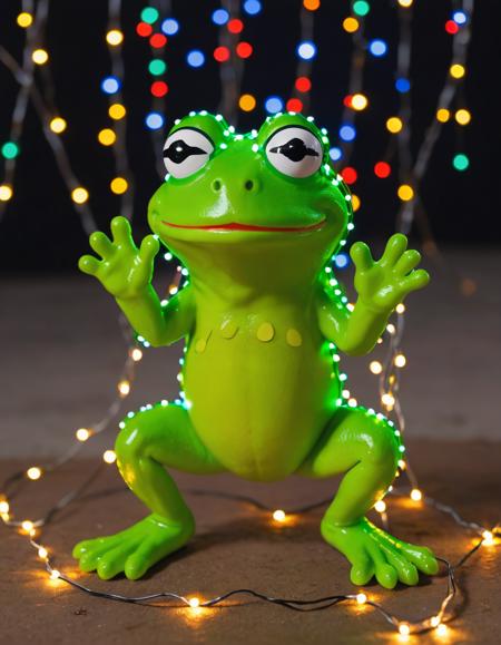 fairy lights, pepe the frogs at war in the style of superflat, by artist Kume Keiichiro