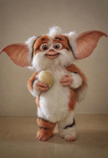 A Gremlin Daffy Mogwai of the movie Gremlins 2,  amazing quality, masterpiece, best quality, hyper detailed, ultra detailed, UHD, perfect anatomy, portrait, dof, hyper-realism, majestic, awesome, inspiring, - a fluffy cute (xdaffyx:1.0) ,  cinematic composition, soft shadows, national geographic style,