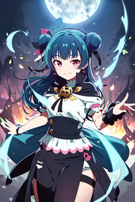 ((masterpiece,best quality)), absurdres,
<lora:Yohane_Genjitsu_no_Yohane:0.8>, Yohane_Genjitsu_no_Yohane, single side bun, black capelet, 
solo, smiling, looking at viewer, cowboy shot,
magic shop, cinematic composition, dynamic pose,