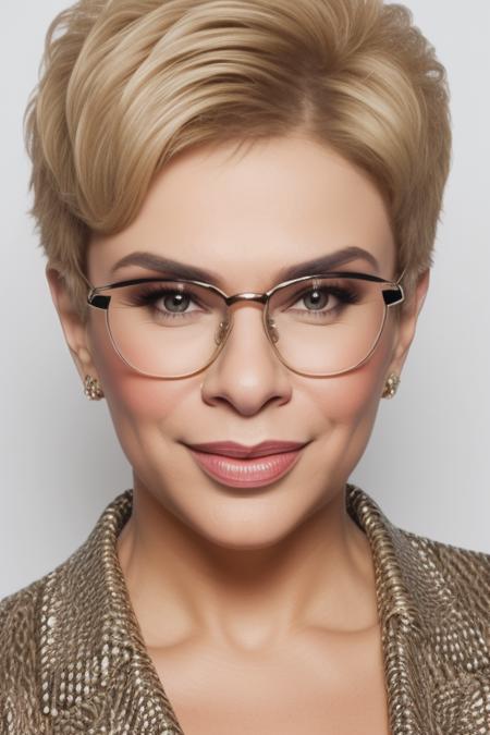 Portrait of Teotrnd elegant, blonde, shorthair, glasses