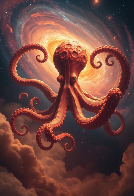 A gigantic cosmic octopus emerging from dust and gas clouds in the middle of the galaxy