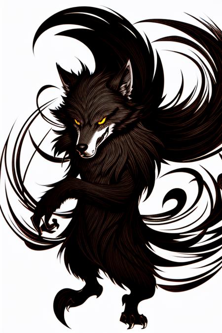 (image in dst style:1.2), illustration of a werewolf, messy lines, dark lines, (masterpiece, extremely detailed, 4k, 8k, 16k, highres:1.3) <lora:dontstarve_dst:1>