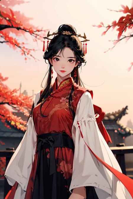 (masterpiece),(best quality), 1girl ,red cheongsam, solo, a Chinese girl, set in a Chinese-style scene,chinese town, Arch bridge, maple leaf,
 <lora:Guofeng_minimalism_v1:0.8>