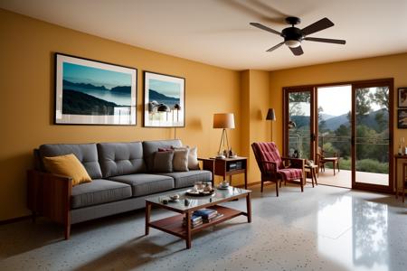 Indoors living room captured in the art form of Photography. Inspired by the works of Ansel Adams, the room embodies a Scandinavian color scheme, exuding coziness. A glass door with a wooden frame opens up to reveal the twilight sky. A piano sits gracefully next to a comfortable sofa and armchair, all centered around a table. Nestled under the stairway, a bar boasts a wine rack. The polished concrete floor reflects the dim light, while a ceiling fan stirs the air. On the walls, picture frames tell stories of past memories. Lens: 35mm. The room feels cinematic with a cool color temperature. The twilight outside creates a soft, ambient lighting, casting subtle shadows and setting a tranquil atmosphere
raw photo, high quality, (masterpiece), realistic, ,Leica, <lora:add_detail:0.3> <lora:epiNoiseoffset_v2:0.3>