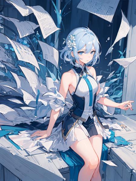 8k Wallpaper,grand,(((masterpiece))), (((best quality))), ((ultra-detailed)), (illustration), ((an extremely delicate and beautiful)),dynamic angle,, 1girl,solo,yanhe, <lora:yanhe:0.96>,water,corrugated,flowers tire,broken glass,(broken screen),atlantis,transparent glass