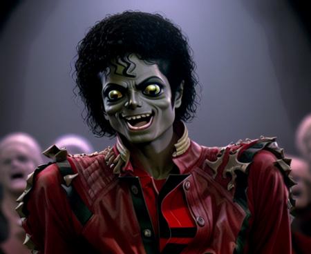 mjthriller michael jackson zombie laughing in the movie theater, intricate detail, detailed face, very sharp, high quality, professional photography  <lora:hjmjthriller_v10-000003:0.9>