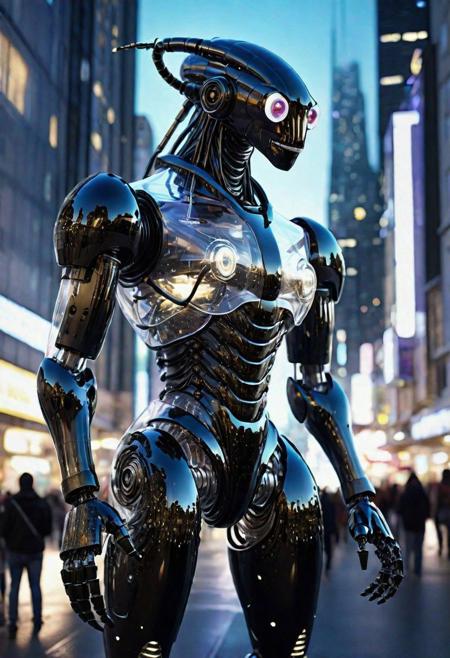 Young [ <'EM_1'> | <'EM_2'> | <'EM_3'> : 0.5] full black and white transparent gelatine Gigant Robot creature  in a gelatine in futuristic nigth city  , ultradetailed (full biscous gelatine body:1.4)
<cdt:d1=2;d2=2;hrs=1;hd1=2;hd2=2;st1=0;st2=1>