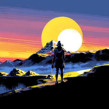 shadow , hood, mountain, moon, night (detailed_background:1.3) <lora:EicoV1-000005:0.65>