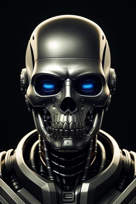 close up shot of a photorealistic cybernetic terminator cranium dark futuristic style three quarters view, sf, intricate artwork masterpiece, ominous, matte painting movie poster, golden ratio, trending on cgsociety, intricate, epic, trending on artstation, by artgerm, h. r. giger and beksinski, highly detailed, vibrant, production cinematic character render, ultra high quality model