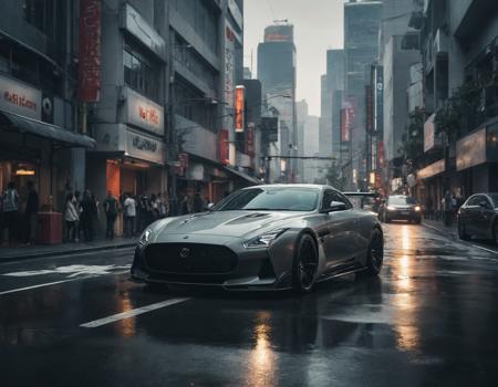 concept art <lora:Andrew Law CLIP-000005:1>,automotive photography,car photography,cinematic lighting photography,behance. polished,tokyo city,art style of Andrew Law, . digital artwork, illustrative, painterly, matte painting, highly detailed