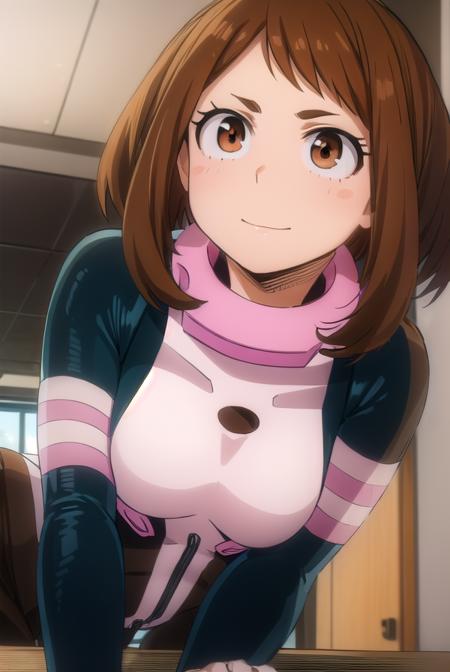 ochakouraraka, <lyco:ochako uraraka s3-lyco-nochekaiser:1>,
ochako uraraka, (uraraka ochako:1.2), (brown eyes:1.5), brown hair, short hair, blush, blush stickers, smile,
BREAK (bodysuit:1.5), skin tight, superhero,
BREAK indoors, classroom,
BREAK looking at viewer,
BREAK <lyco:GoodHands-beta2:1>, (masterpiece:1.2), best quality, high resolution, unity 8k wallpaper, (illustration:0.8), (beautiful detailed eyes:1.6), extremely detailed face, perfect lighting, extremely detailed CG, (perfect hands, perfect anatomy),