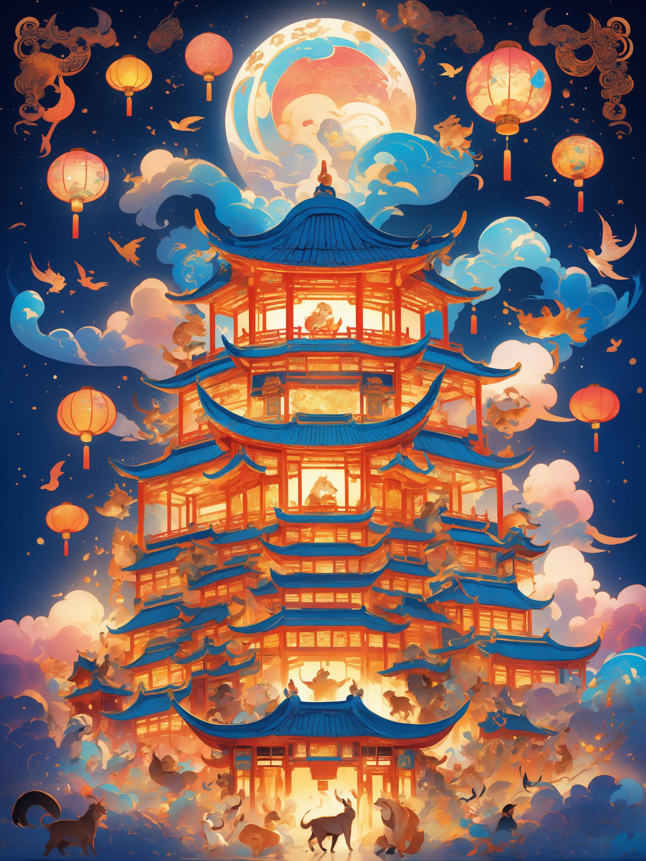 国潮风格插画 | Chinese National tide style image by hujie_fan398