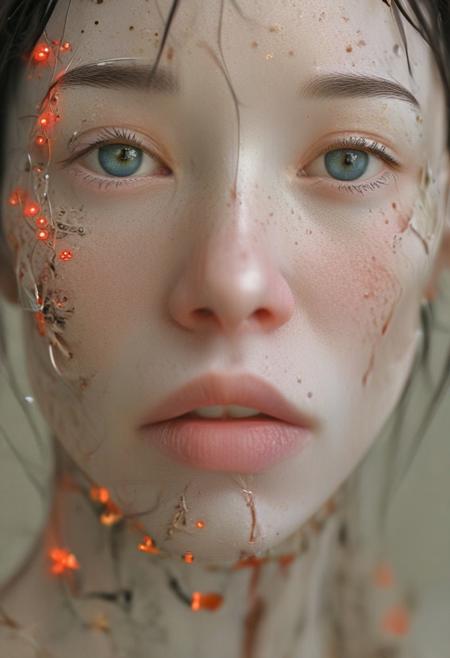 (Soft Lighting Photography by Mimoza Veliu and Mario Giacomelli:1.2), Photo of TWbabeXL01, NSFW, Yuri Shwedoff,Robert Zemeckis, Kim Ki-Duk 1girl (cyborg:1.3, Geisha ghost in shell:1.5),(The cyborg's face is open and revealed and demonstrates the internal mechanisms:1.45), (by Tony Conrad:1.05) ,Biopunk, (by Hito Steyerl:1.15), shallow depth of field, vignette, () (Fujicolor Superia X-TRA 400:) (Light tracing) (Dramatic lighting)