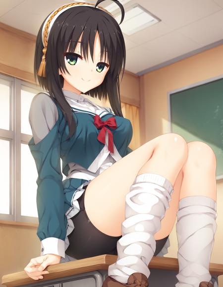 hitachi_mako,yuzu-soft,black_hair,medium_hair,green_eyes,ahoge,medium_breasts, hitachi_mako_school_uniform,school_uniform,sidelocks,short_hair_with_long_locks,hairband,tassel,white_sailor_collar,blue_jacket,cropped_jacket,detached_sleeves,red_bow,shirt,white_shirt,long_sleeves,skirt,blue_skirt,frilled_skirt,black_shorts,shorts_under_skirt,bike_shorts,white_socks,loose_socks,shoes,brown_footwear, hitachi_mako_ninja_clothing,ninja_clothing,sidelocks,short_hair_with_long_locks,forehead_protector,black_scarf,red_scarf,two-tone_scarf,japanese_clothes,ninja,sleeveless,red_bow,purple_sash,gloves,blue_gloves,elbow_gloves,fingerless_gloves,short_kimono,leg warmers,cross-laced_legwear,sandals,toeless_footwear, hitachi_mako_casual_1,casual_1,hair_bun,single_hair_bun,single_side_bun,tassel_hair_ornament,necktie,red_necktie,vest,blue_vest,shirt,white_shirt,collared_shirt,long_sleeves,blue_skirt,miniskirt,pleated_skirt,thighhighs,white_thighhighs,thigh_strap,zettai_ryouiki,shoes,pink_footwear, hitachi_mako_casual_2,casual_2,sidelocks,short_hair_with_long_locks,,x_hair_ornament,hairclip,green_shirt,halterneck,criss-cross_halter,japanese_clothes,white_kimono,short_kimono,sash,shorts,white_socks,ankle_socks,sneakers,