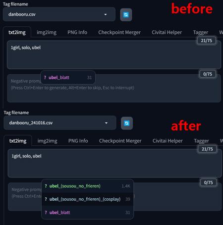 Updated danbooru.csv(2024-10-16) for WebUI Tag Autocomplete 20241016
