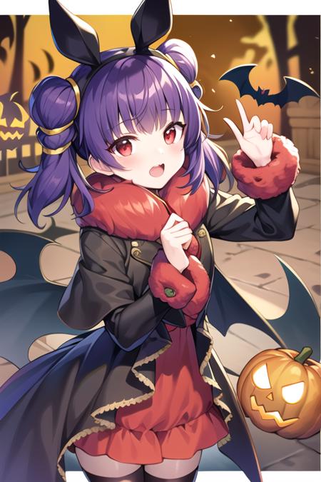 <lora:Myrrh_fe_v1:.65>, myrrh_fe_halloween, halloween, hairband, fur trim, bat ears