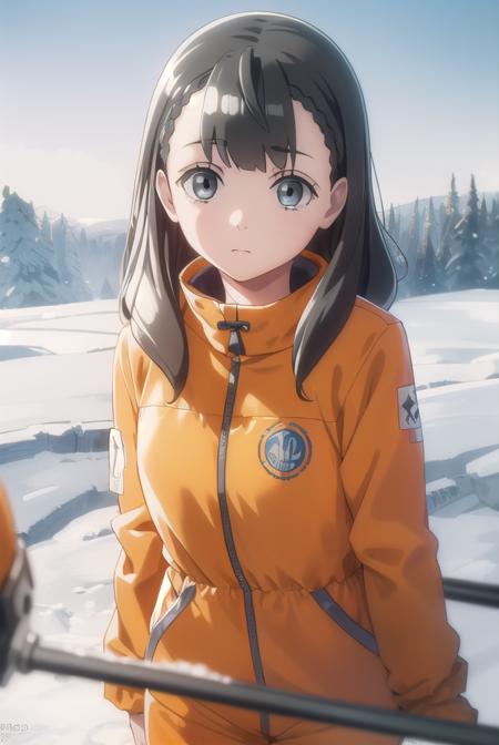 yuzukishiraishi, <lora:yuzuki shiraishi anime s1-lora-nochekaiser:1>,
yuzuki shiraishi, long hair, bangs, black hair, braid, (grey eyes:1.5),
BREAK jacket, helmet, orange jacket, orange helmet,
BREAK outdoors, snow, ice, 
BREAK looking at viewer, (cowboy shot:1.5),
BREAK <lyco:GoodHands-beta2:1>, (masterpiece:1.2), best quality, high resolution, unity 8k wallpaper, (illustration:0.8), (beautiful detailed eyes:1.6), extremely detailed face, perfect lighting, extremely detailed CG, (perfect hands, perfect anatomy),