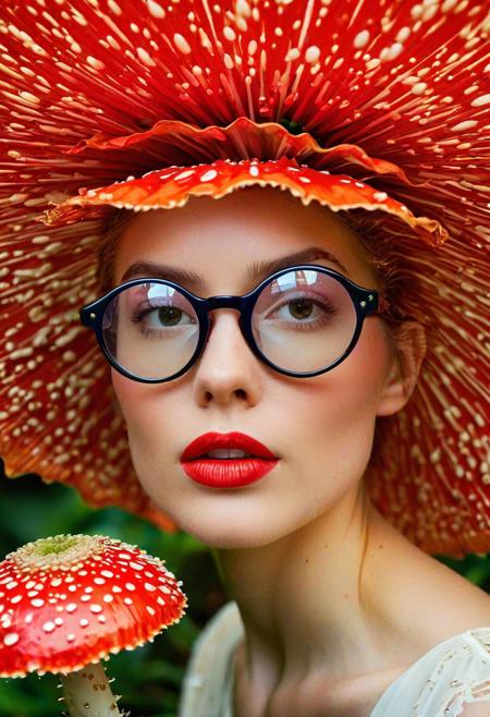 (fly agaric on the head)(analog photo:1.2),((dynamic pose:1.2),(dynamic camera),(amateur photo:1.3,art retouch,, analog photo), (close-up) rodian alien Snorkeling ,alien planet,(sci-fi:1.5), spaceship, mineralogical fractal, mutation black petals, nuclear reactor interior, photorealistic surrealism tangka, (film grain:1.2), abstract collage,(masterpiece, high quality, fisheye:1.2), , solo, model photoshoot, (red theme:1.1), a stylish girl,big lips, round_eyewear, solo, pride, , (looking at the viewer), (Francis Drake : 1,2) ((best quality)), (artistic photography by Philippe Halsman and Ara Gler:1.2), award wining, f/5.6, shutter speed 1/125 sec, iso3200, white balance daylight, exposure compensation "-1.5 ev", shutter priority shooting mode, symmetry and balance, focus mode single, spot metering, aesthetic of precisionism, forward-thinking unrivaled opus, meticulous details, healing art atmosphere, depth of field (dof), (anthraquinone blue and red colors:0.1), <lora:MJ52:0.35><lora:hair_with_scenery:1>folk costumes (Ethel Warwick:1,2) (8k, RAW photo, highest quality), hyperrealistic, intricate abstract, intricate artwork, abstract style, otherworldly, mesmerizing parallel dimension, gravity defies logic, abstract masterpiece, interplay of floating objects, distorted silhouettes, vivid hues, ethereal light, highly detailed,,,Leica Q2 with Summilux 35mm f/1.2 ASPH, ,clear face, Ultra High Resolution,