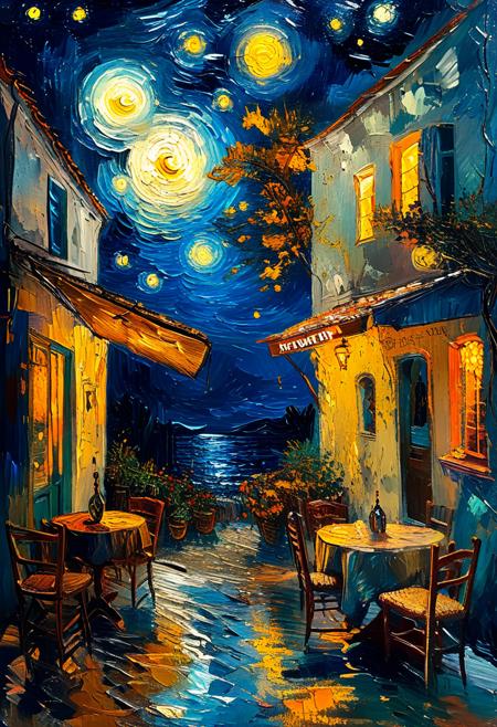 epic fantasy scene, max detailed, sharp, night, surreal, fantasy, ultra quality, 8k, best quality, masterpiece, detailxl, midjourneyv6.1, style of Vincent van Gogh