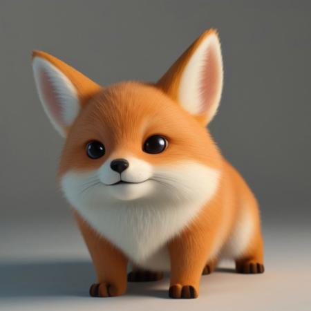 the cutest chubby fox, brightly lit, fur 3d render, pixar, raytrace render, evee, cycles, white background