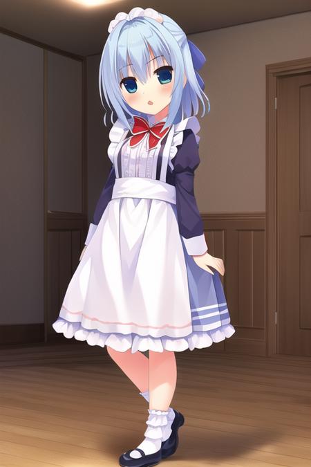 1girl Nishiki Asumi changfu blue clothes white dress xiaofu school uniform