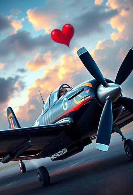 masterpiece, photograph, Vought F4U Corsair bf-109, ww2, vibrant, romantic, dynamic