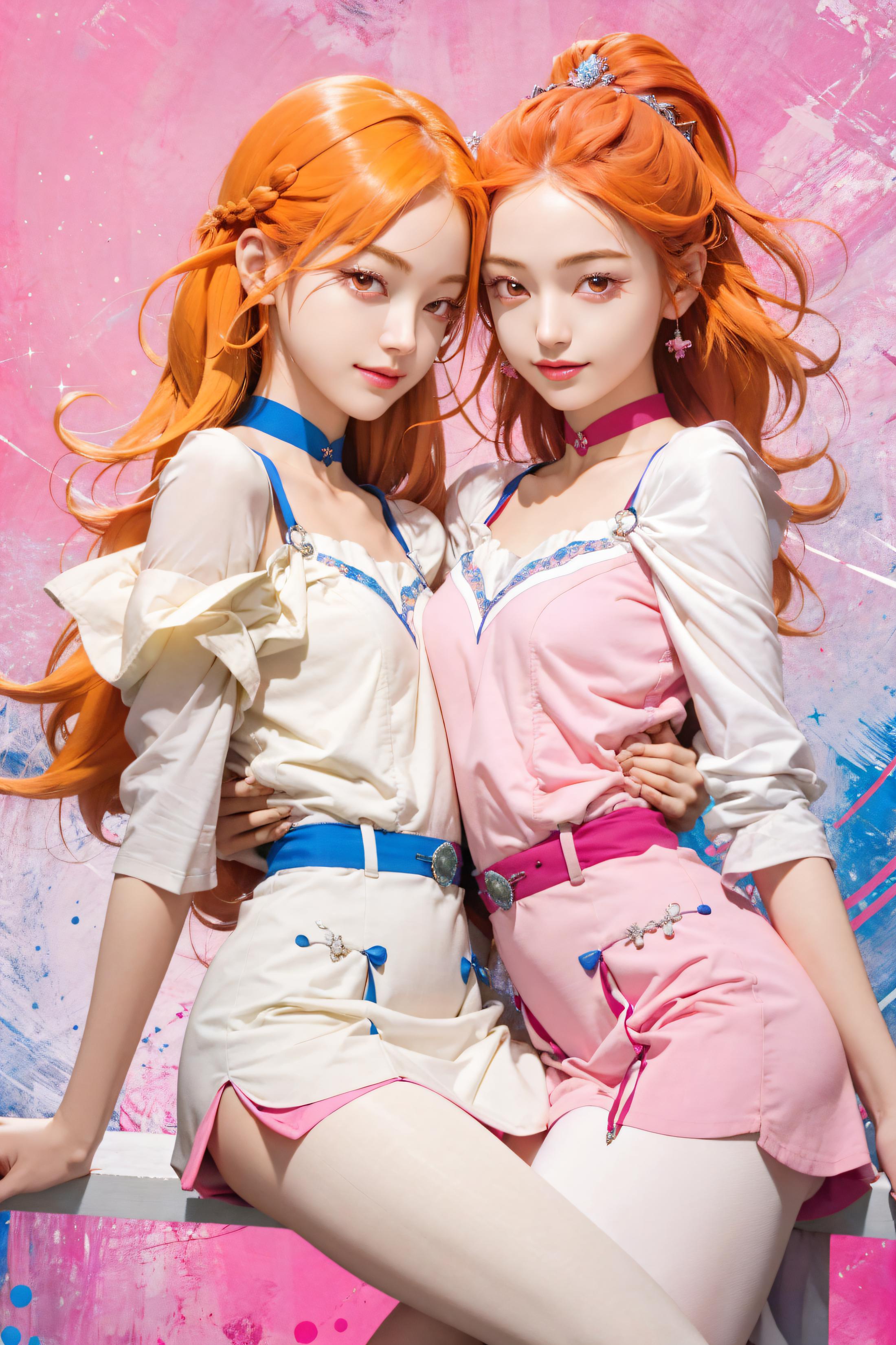 Two pretty girls pose together with their arms around each other.