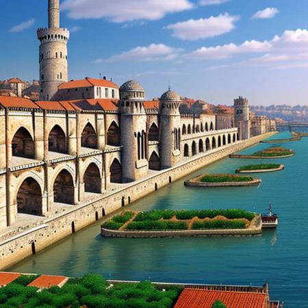 Constantinople with Theodosian Walls