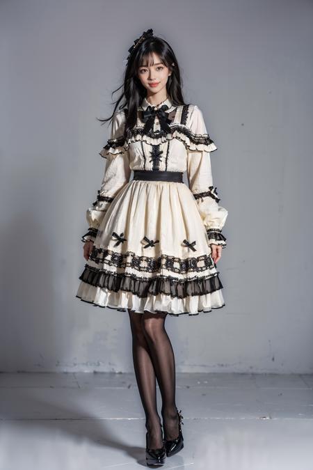 cyb dress, frills, frilled dress, long sleeves, bow, lace