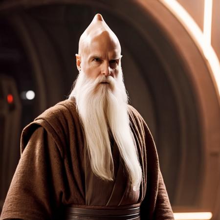 cinematic film still of  <lora:Ki-Adi-Mundi:1.2>
Ki-Adi-Mundi a jedi man with a long beard and a bald head in star wars universe, shallow depth of field, vignette, highly detailed, high budget, bokeh, cinemascope, moody, epic, gorgeous, film grain, grainy