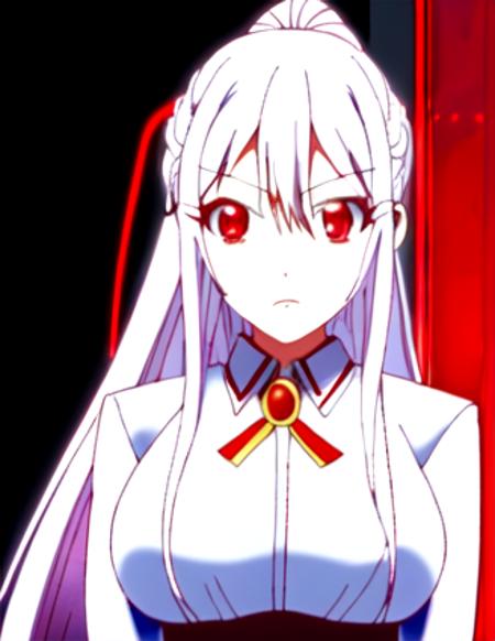 Irisphilia long hair white hair ponytail red eyes