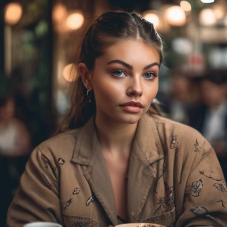 <lora:thylane_blondeau_xl_lora :1> thylane blondeau woman a close up portrait photo of a beautiful 26 y.o woman in a paris cafe, wearing vintage clothing, moody, vines, organic, modern, (high detailed skin:1.2), 8k uhd, dslr, soft lighting, high quality, film grain, Fujifilm XT3