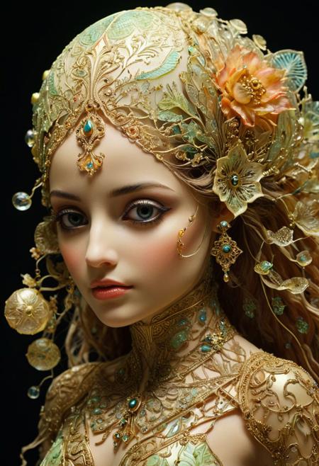 Persian color palette , Persian art, Persian girl, Persian, Iranian, Iran,by Abigail Larson and Kathryn Morris Trotter, hyper realistic full view photo of  a (bioengineered creature with glowing bioluminescent patterns, blending organic and technological elements:1.1),  (sad , sparkling , dangerous , adorable , masterful:1.4), bold lines, hyper detailed, award winning, limited color palette, high contrast, depth of field, (intricate details, masterpiece, best quality:1.4)
dramatic cinematic lighting, film grain, looking at viewer, dynamic pose, wide angle panoramic view,
<lora:add-detail-xl:0.5> <lora:xl_more_art-full_v1:0.5> <lora:looking_at_viewer:2>