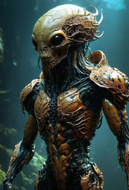 alien non-anthropomorphic bioengineered creature, artialien, predator style