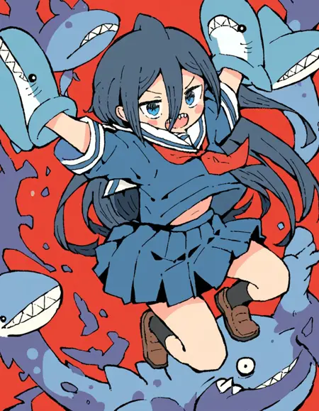 Yukimoto Shuuji (雪本愁二) artstyle (Pixiv, etc) - plus Shark Girl [Pony]