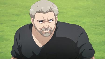 a man with a beard and a black shirt, anime style, anime, Japanese, Japan, Manga, MAPPA, graphic designs, digital painting, fantasy, High-Quality Artwork, Artwork, Art style, cartoon,