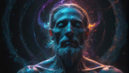 An image of the jewsih god, all wise, all knowing, xray ((((TRANSPARENT see through ENERGY:2)))) of man with long beard, fatherly figure, as an etherial  translucent glowing awe-inspiring depiction of the Divine Presence, represented as an abstract form of light and energy at the center of the universe. This ethereal being radiates a spectrum of soft, luminous colors that gently illuminate the cosmos around it, casting serene and harmonious light across swirling galaxies and celestial bodies. The scene blends elements of photorealism, ethereal, sense of awe, epic composition, cinematic lighting, and vibrant to create a transcendent, spiritual visual that respects the mystical and indescribable nature of the divine. an image of a man , epic shamanic dmt art, quality astral projection render, sculls, energy, bony, colorful muscular eldritch, nick land, clothed in ancient, astral nebula, healing energy, edge of nothingness love, salvia, lich
 <lora:Artistic Image Enhancement v1.1 Lite:.5> <lora:IOS_Iridescent_opal_style:.3>, award winning photograph + cinematic shot + photos taken by ARRI 65 + incredibly detailed, sharpen, details + professional lighting, photography lighting + 50mm, 80mm, 100m + lightroom gallery + behance photographys + unsplash, global illumination, epic award winning photograph (subsurface scattering:1.3), intracate details, ambient occlusion, global illumination, realism, hyper realistic, hyper detailed