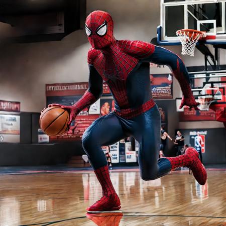 tasm2spdrmn playing basketball <lora:tasm2spdrmn_v2:0.75>