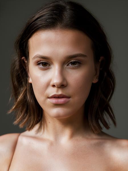 Realistic photo of a beautiful M1ll13bb-v1 woman, 1girl, solo, looking at viewer, short hair, brown hair, long sleeves, brown eyes, upper body, parted lips, lips, realistic, soft lighting, professional Photography, Photorealistic, detailed, RAW, analog, sharp focus, 8k, HD, high quality, masterpiece<lora:M1ll13bb-v1:1.0>