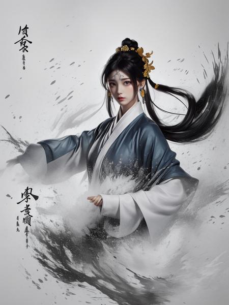 dramatic angle,(fluttered detailed ink splashs), (illustration),(((1 girl))),(long hair),(rain:0.6),(expressionless ,hair ornament:1.4),there is an ancient palace beside the girl,chinese clothes,(focus on), color Ink wash painting,(ink splashing),color splashing,((colorful)),[sketch], Masterpiece,best quality, beautifully painted,highly detailed,(denoising:0.7),[splash ink],yin yang
 <lora:WuMo2:1>