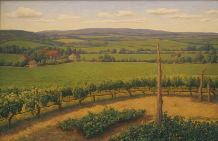 style of Henry Moret, plantation ,stand ,vineyard ,orchard , Steppe , scene painting,a painting,scenery,