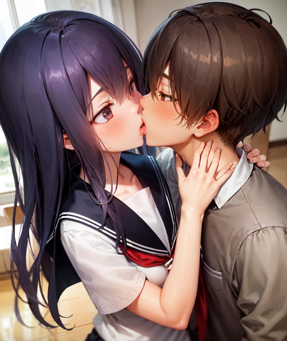 Tongue kissing anime
