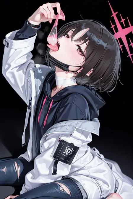 condom on tongue/licking condom [ゴム舌置き]  <ILL>